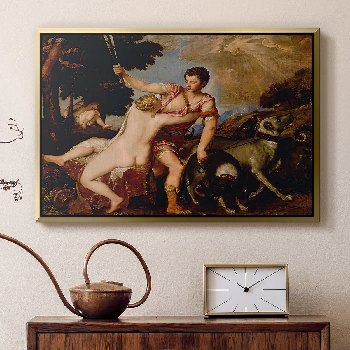 Venus and Adonis, 1554 - Floater Framed Canvas Print