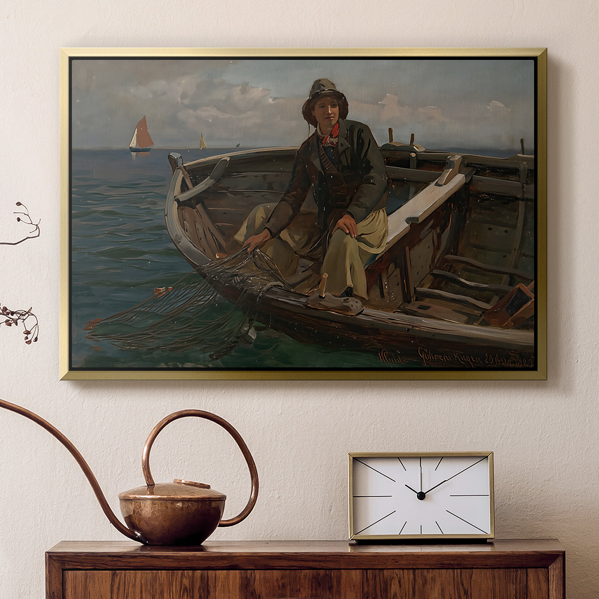 Fishermen from Rügen, 1882 - Floater Framed Canvas Print
