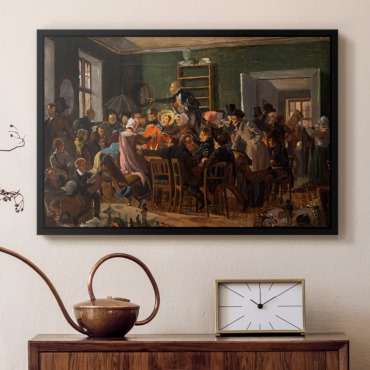 An Auction Scene, 1835 - Floater Framed Canvas Print