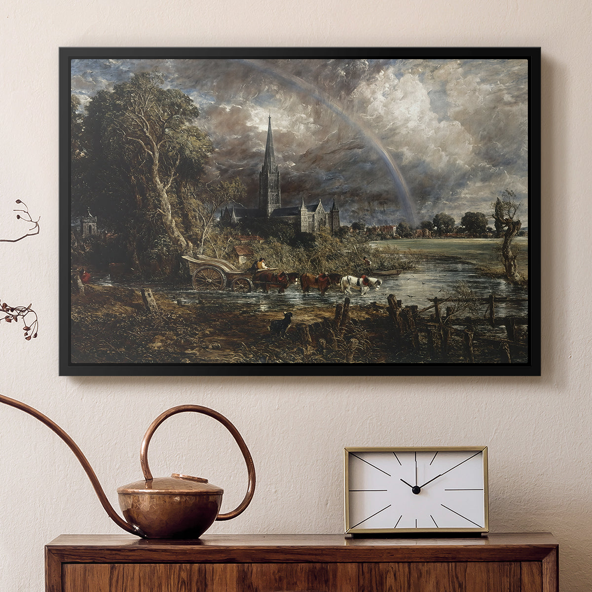 Salisbury Cathedral from the Meadows (Detail), 1831 - Floater Framed Canvas Print