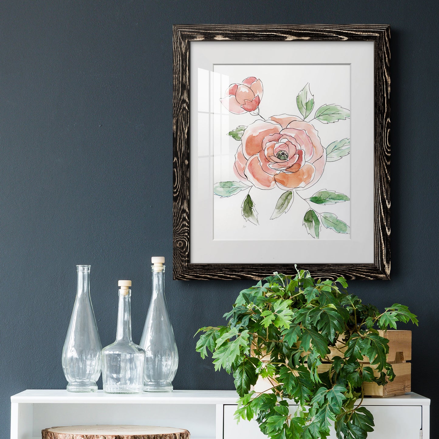 Rose Contour - Barnwood Framed Art Print