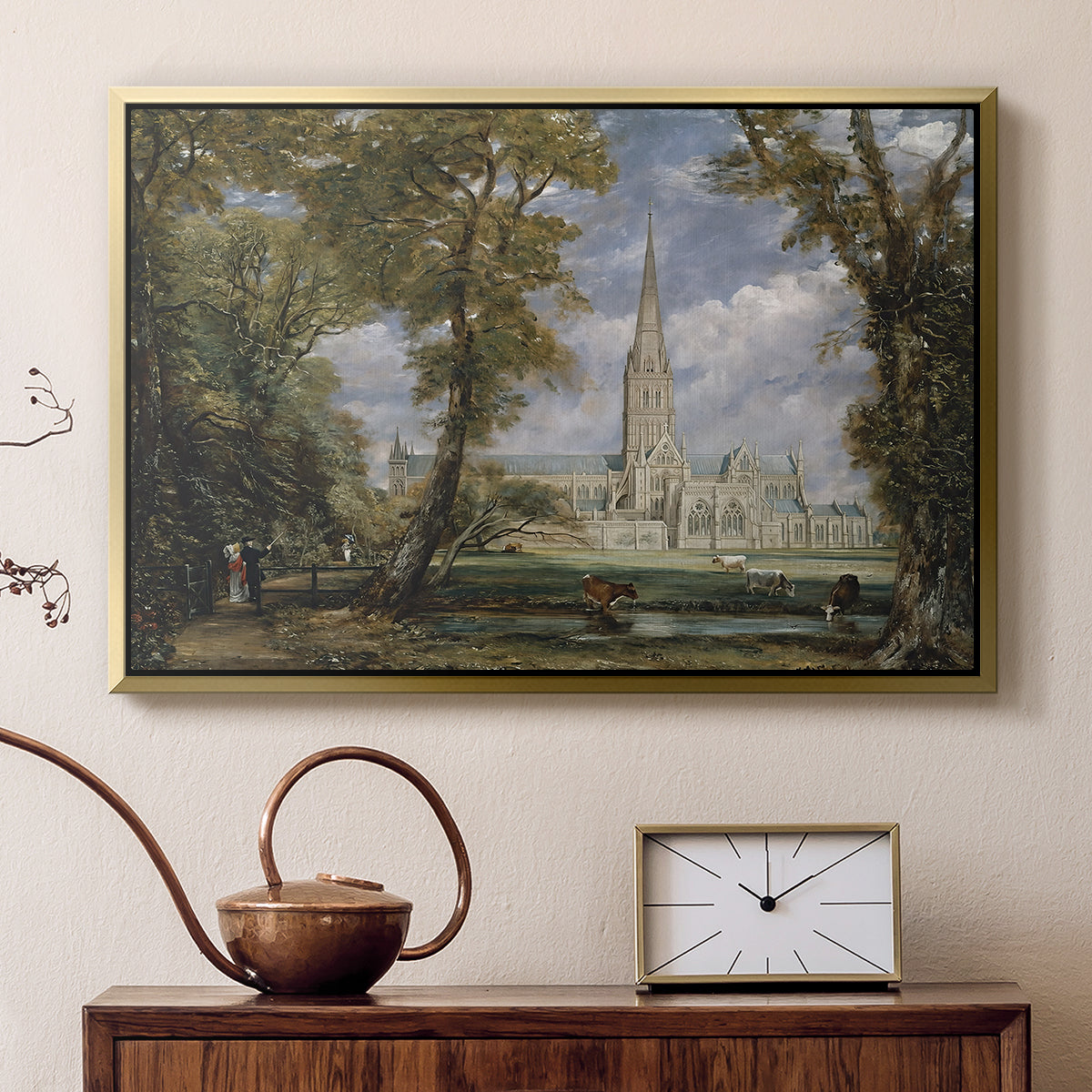 Salisbury Cathedral from the Bishop's Grounds, c. 1825 - Floater Framed Canvas Print