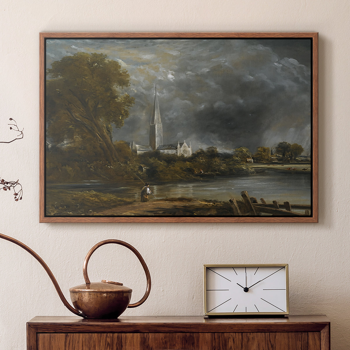 Salisbury Cathedral from the Meadows, c. 1831 - Floater Framed Canvas Print