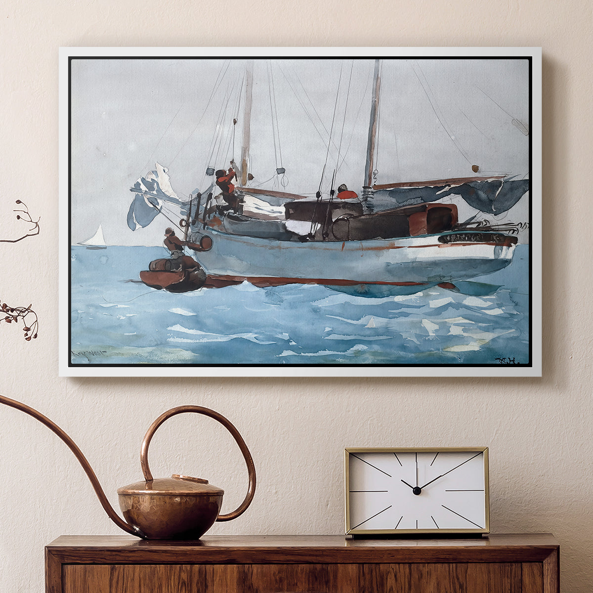 Taking on Wet Provisions, 1903 - Floater Framed Canvas Print