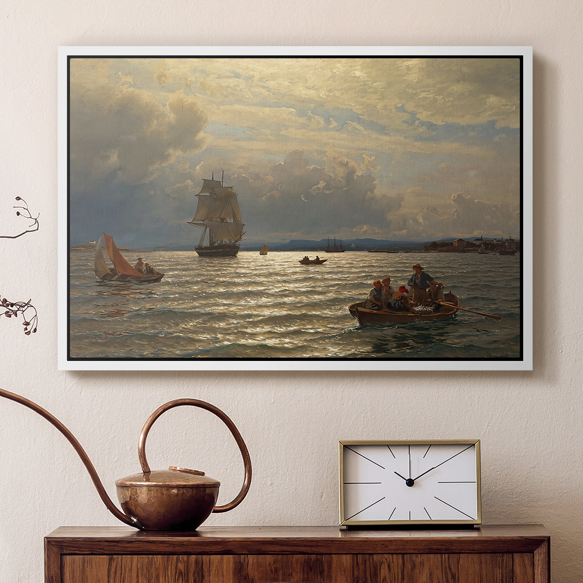 From the Inlet of Oslo, 1874 - Floater Framed Canvas Print