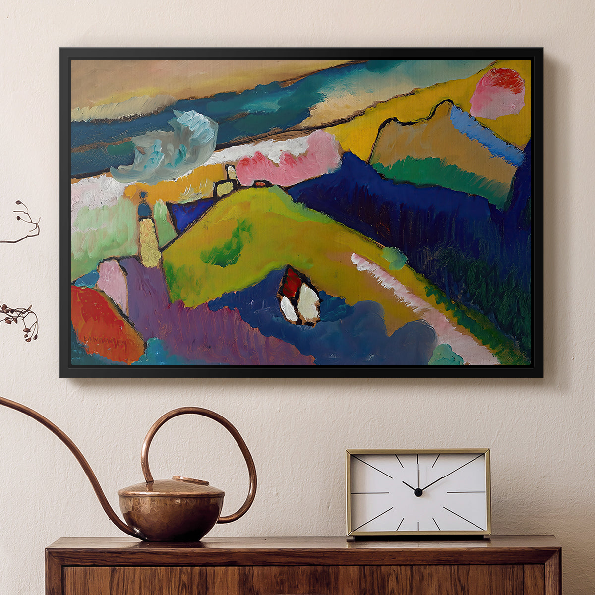Murnau Mountain Landscape with Church, 1910 - Floater Framed Canvas Print