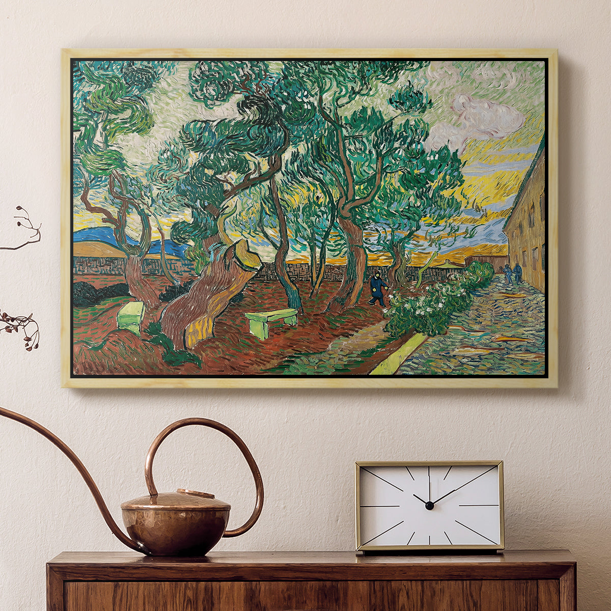 The Garden of Saint-Paul Hospital, 1889 - Floater Framed Canvas Print