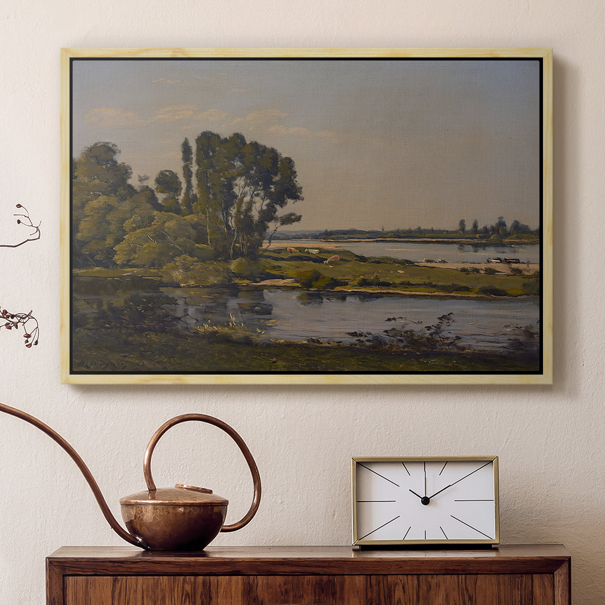Landscape with a River, 1892 - Floater Framed Canvas Print