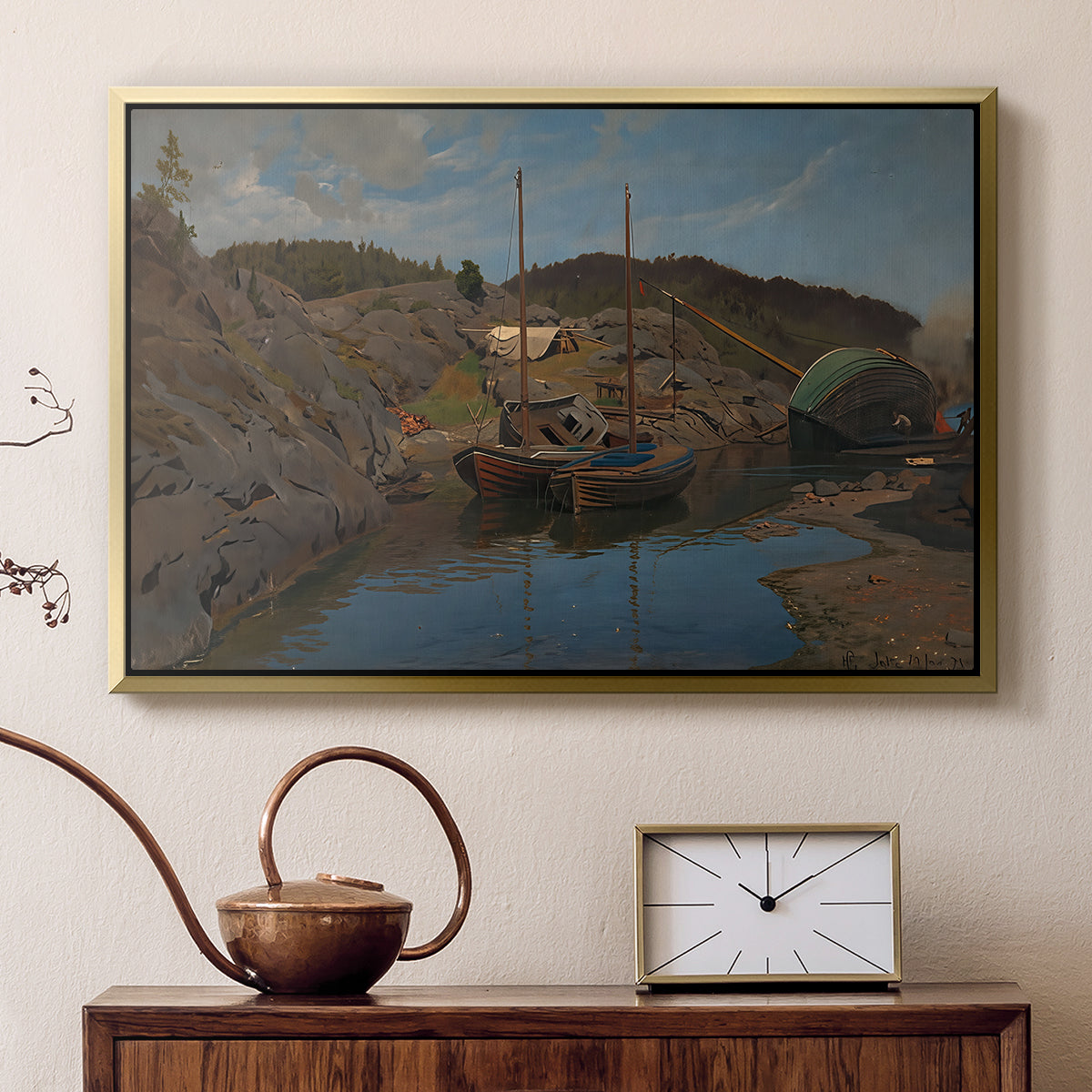 Pilotboats, 1875 - Floater Framed Canvas Print