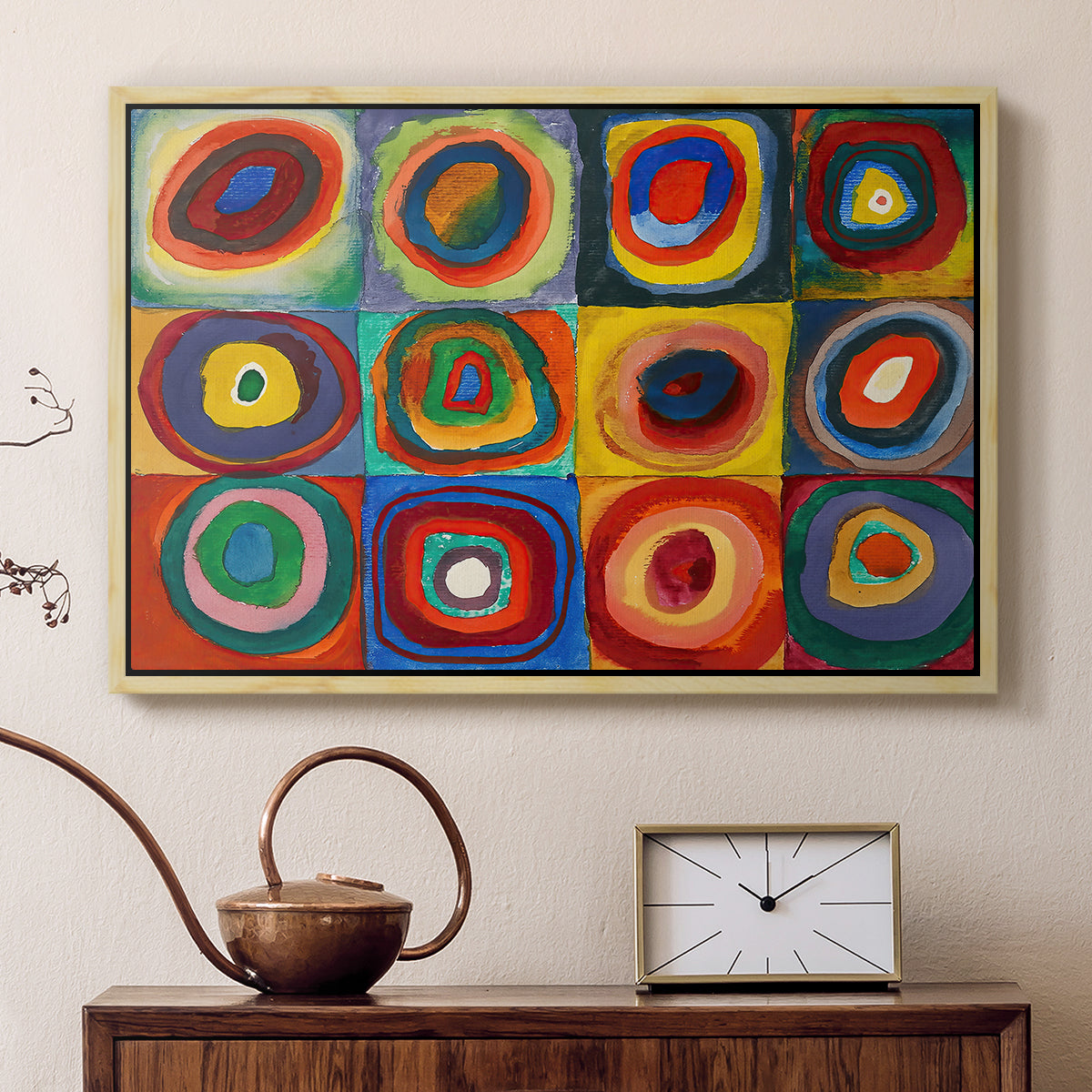 Color Study: Squares with Concentric Circles, 1913 - Floater Framed Canvas Print