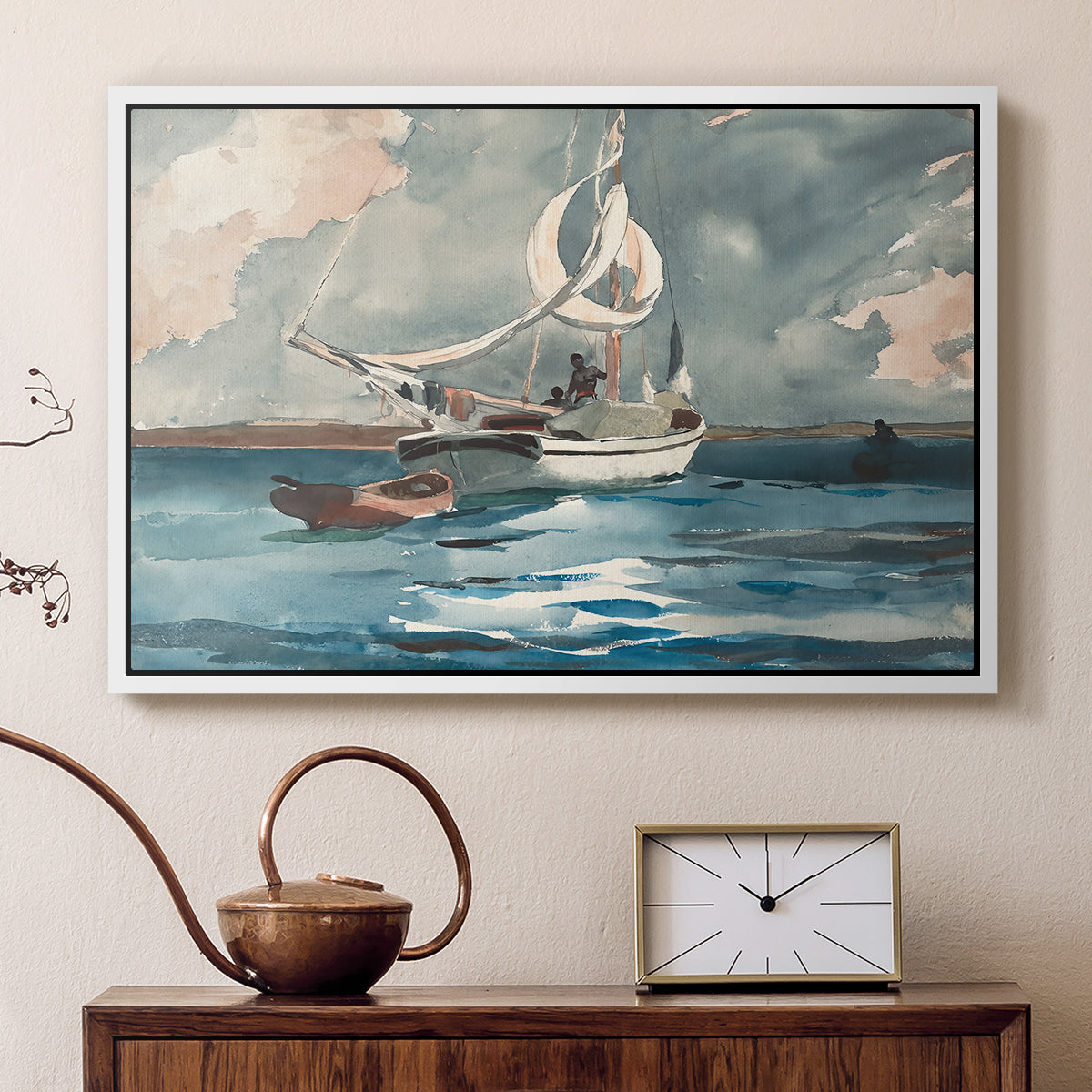 Sloop, Nassau, 1899 - Floater Framed Canvas Print