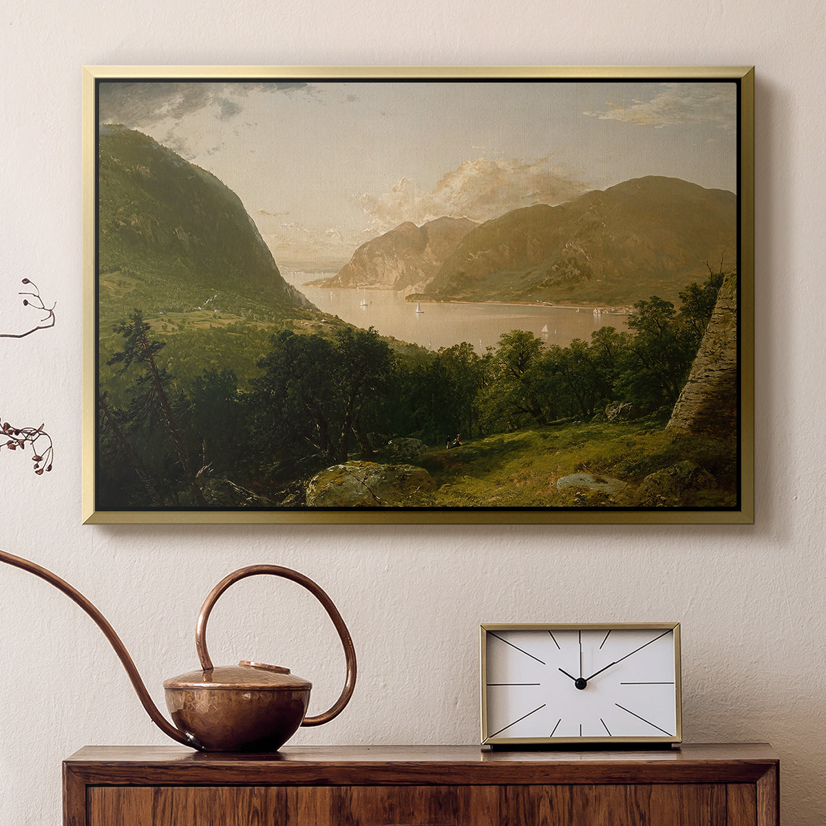 Hudson River Scene, 1857 - Floater Framed Canvas Print