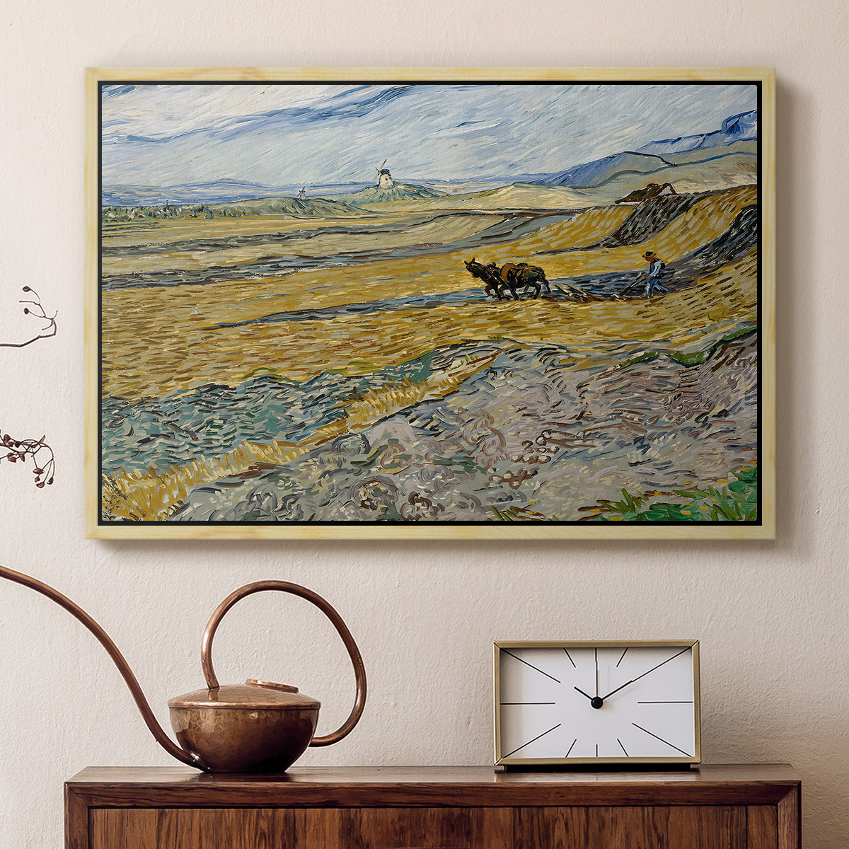 Enclosed Field with Ploughman, 1889 - Floater Framed Canvas Print