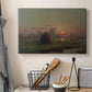 Canvas art print detailing a luminist composition emphasizing sky, displayed in a softly lit workspace setting