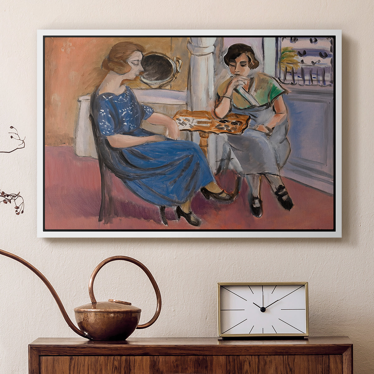Domino Players, 1921 - Floater Framed Canvas Print