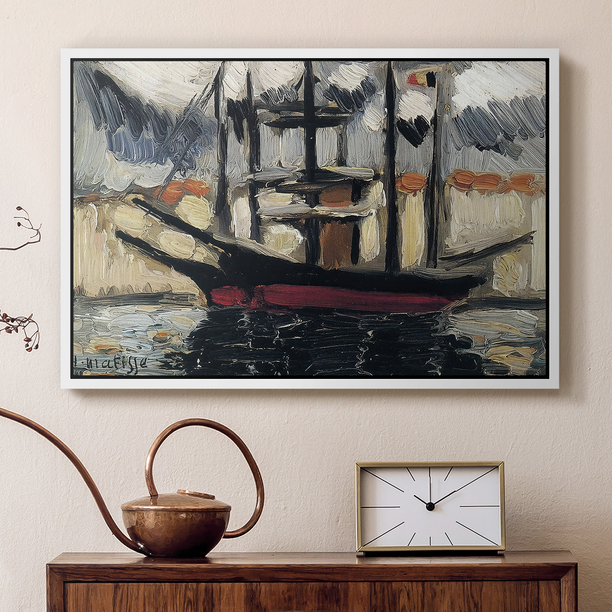 Two Boats Side by Side, Port of Marseilles, c. 1916 - Floater Framed Canvas Print