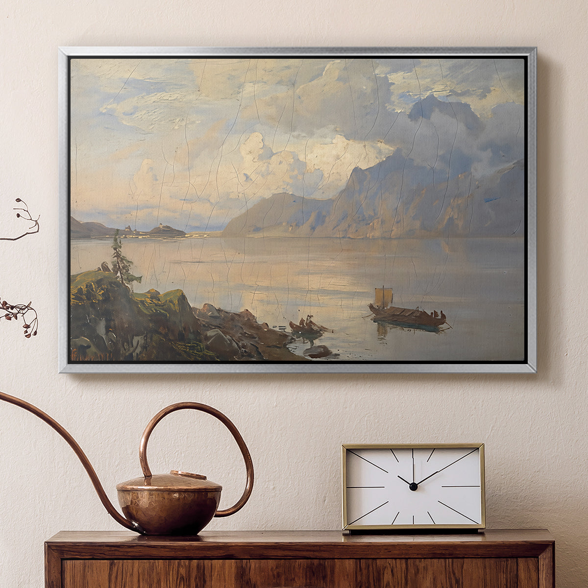 Traunsee, 1871 - Floater Framed Canvas Print
