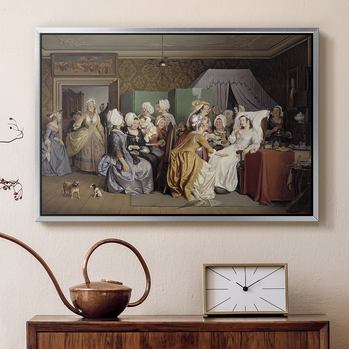 The Maternity Room (Scene from "Barselstuen"), 1845 - Floater Framed Canvas Print