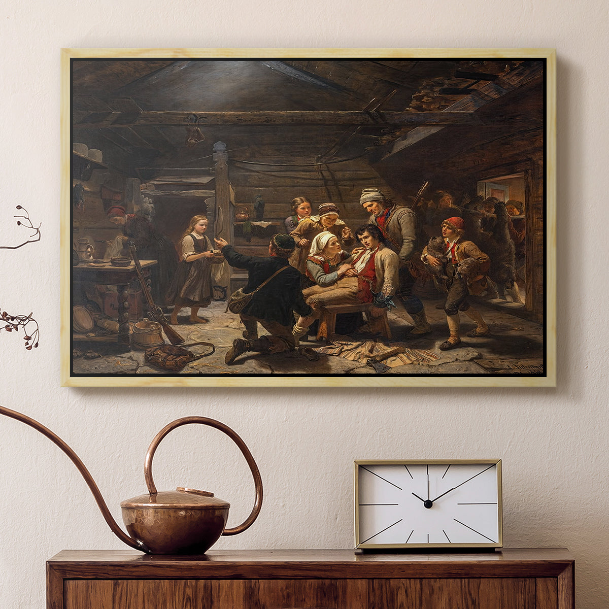 The Return of the Bear Hunter, 1856 - Floater Framed Canvas Print