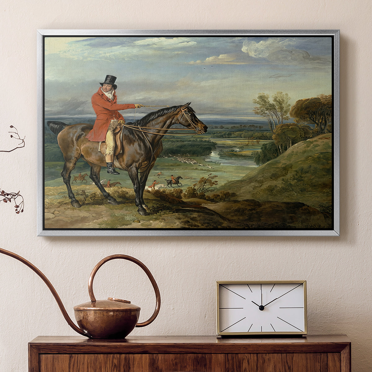 John Levett Hunting at Wychnor, Staffordshire, 1818 - Floater Framed Canvas Print