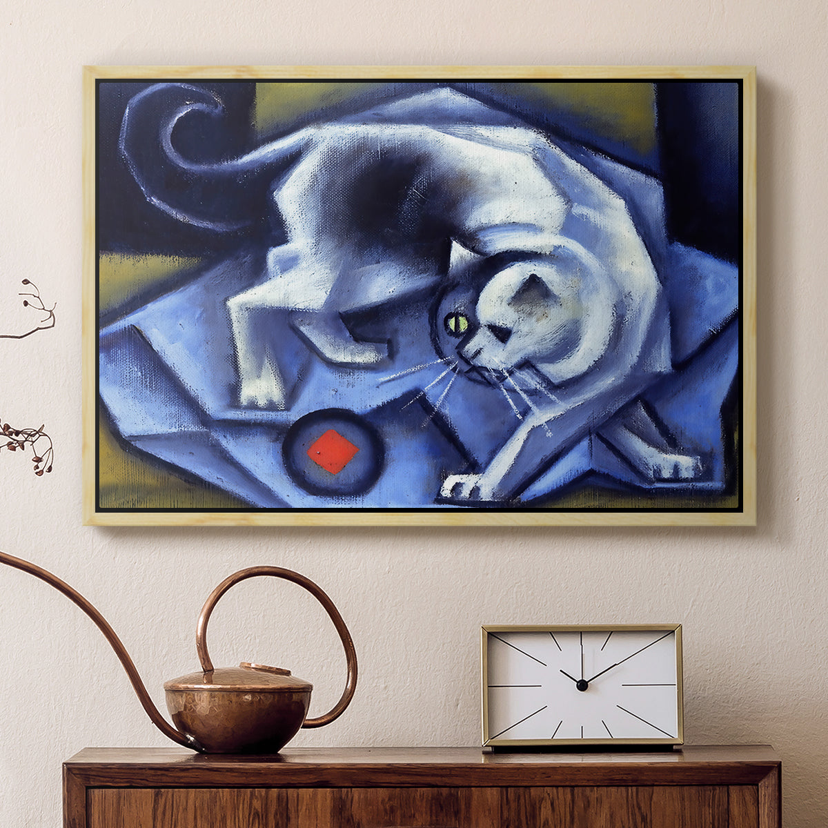 Cat Playing with a Ball, 1945-1950 - Floater Framed Canvas Print