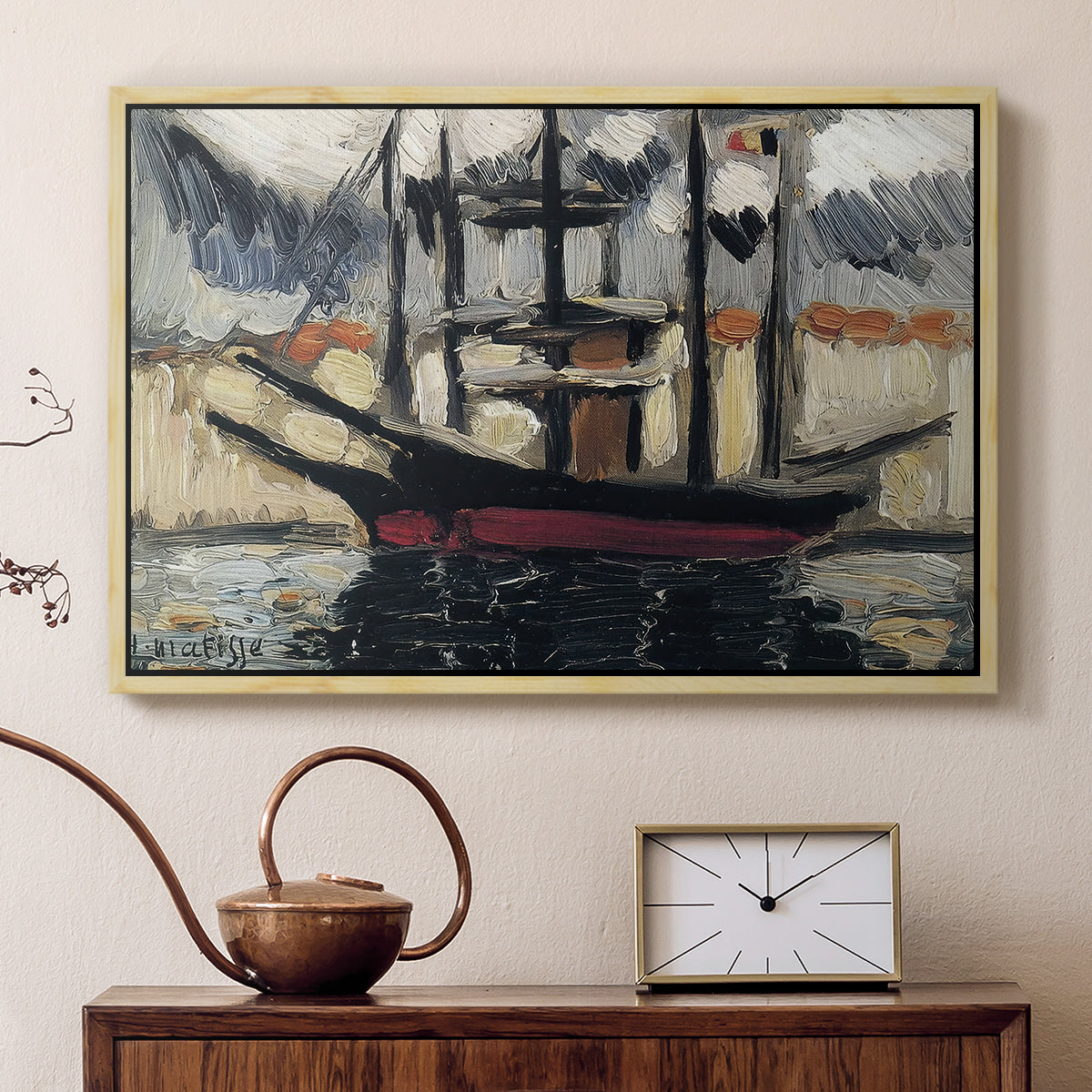Two Boats Side by Side, Port of Marseilles, c. 1916 - Floater Framed Canvas Print