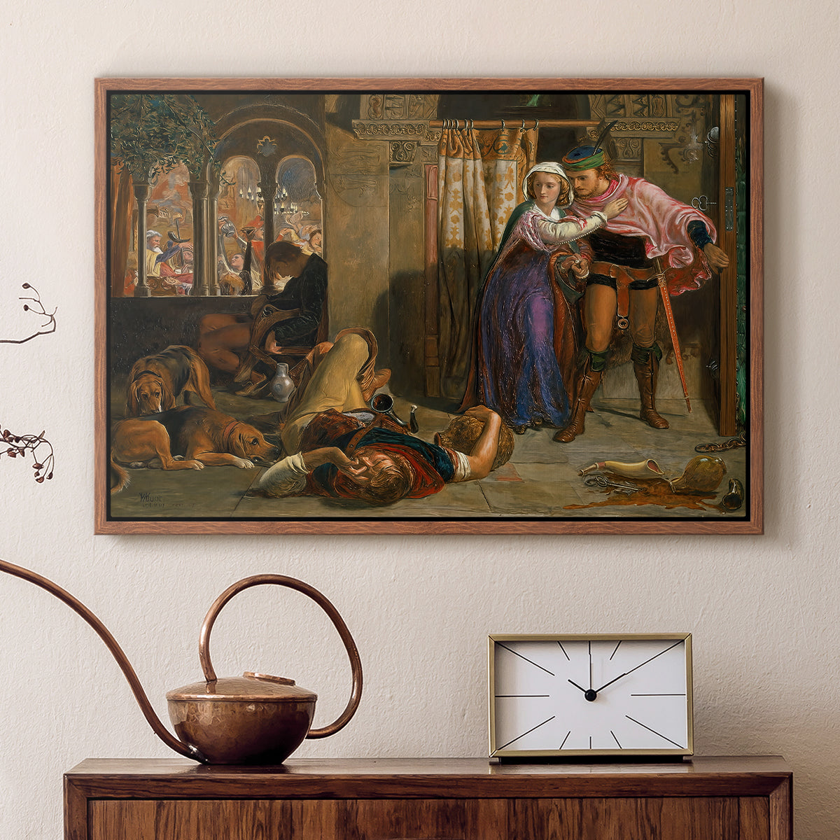 The Flight of Madeline and Porphyro, 1848 - Floater Framed Canvas Print
