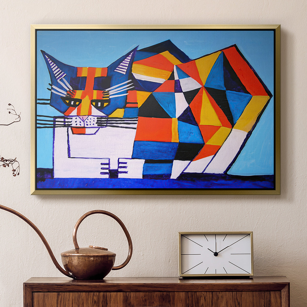 Cassie Thinking about Cubism - Floater Framed Canvas Print