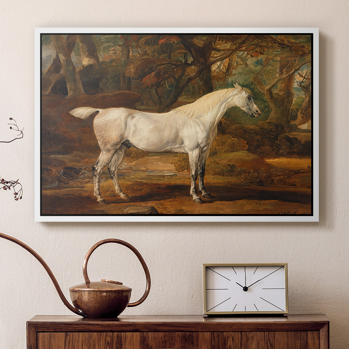 Grey Arabian Stallion, Property of Sir Watkin Williams-Wynn, c. 1817 - Floater Framed Canvas Print
