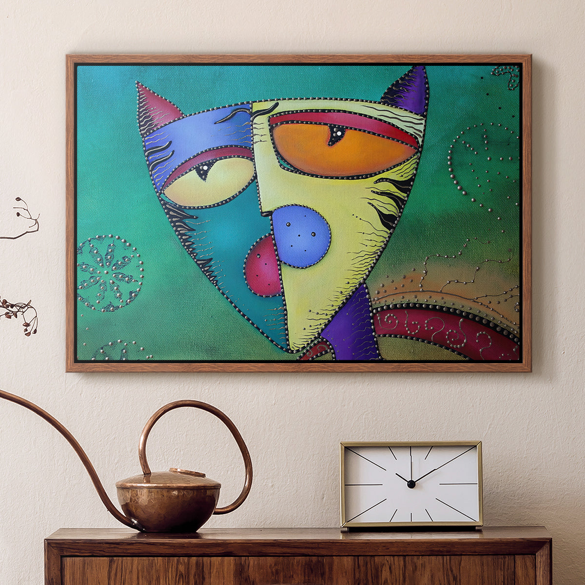 Celestial Cat - Floater Framed Canvas Print