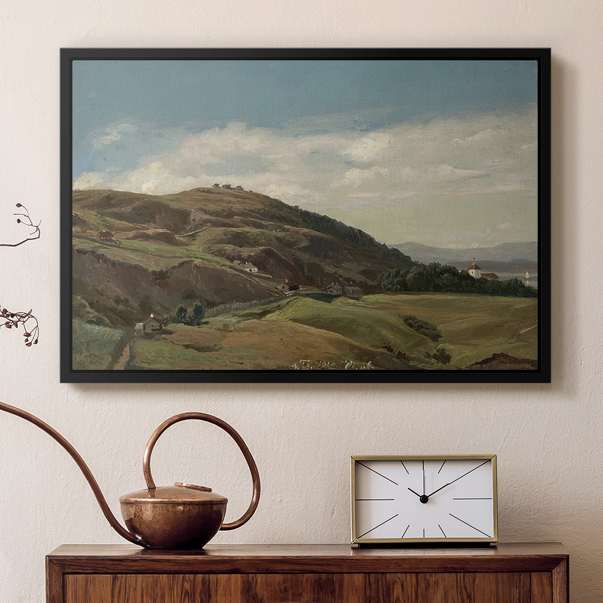 Ekeberg and Oslo Church, 1852 - Floater Framed Canvas Print