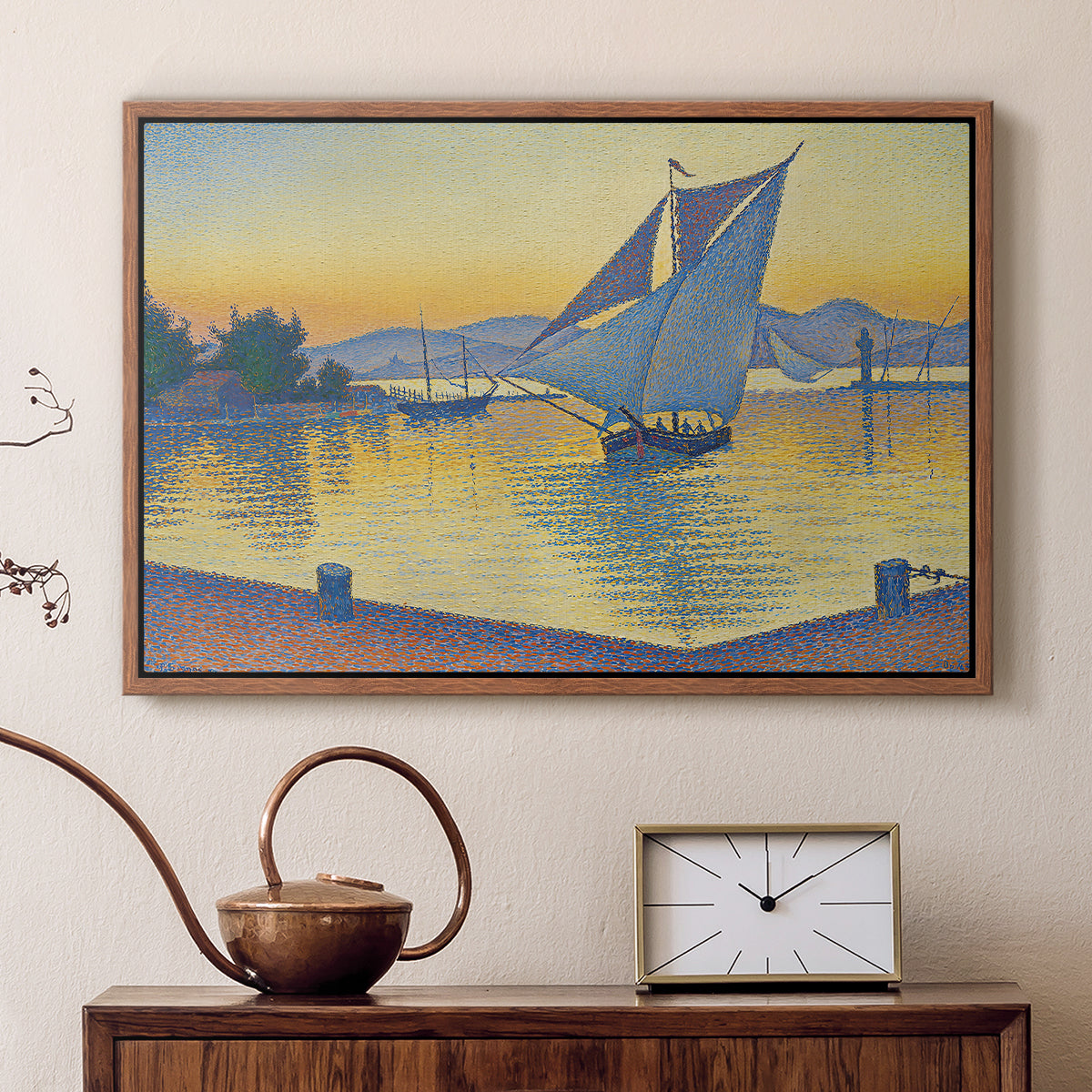 The Port at Sunset, Opus 236, Saint Tropez, 1892 - Floater Framed Canvas Print