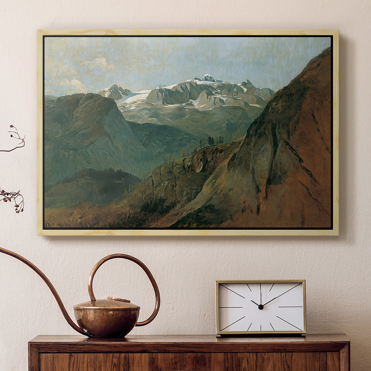 The Dachstein from the Plassen near Hallstatt, 1827 - Floater Framed Canvas Print