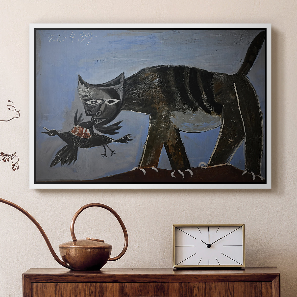Cat Catching a Bird, 1939 - Floater Framed Canvas Print