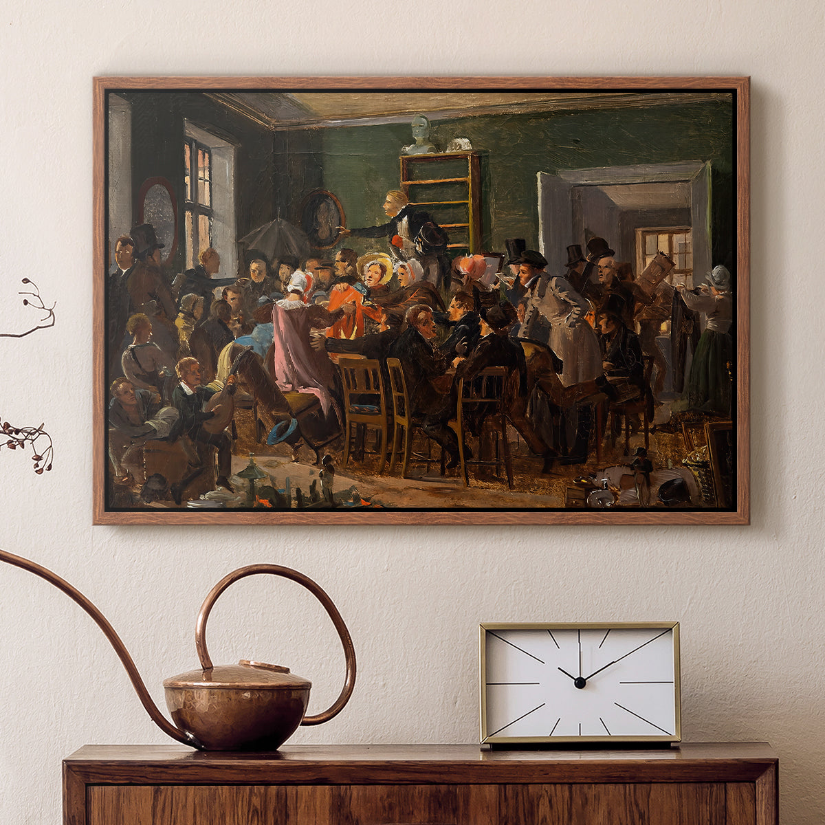 An Auction Scene, 1835 - Floater Framed Canvas Print
