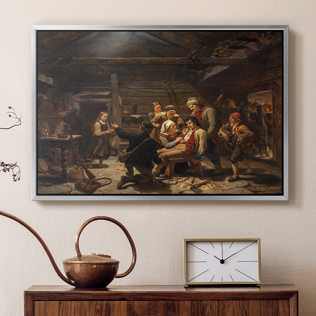 The Return of the Bear Hunter, 1856 - Floater Framed Canvas Print