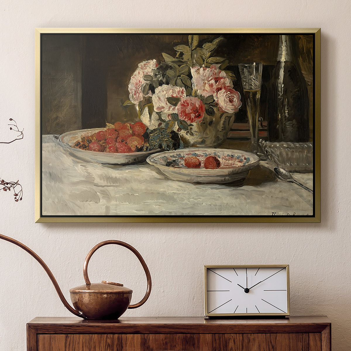 Strawberries and Champagne, c. 1881-1885 - Floater Framed Canvas Print