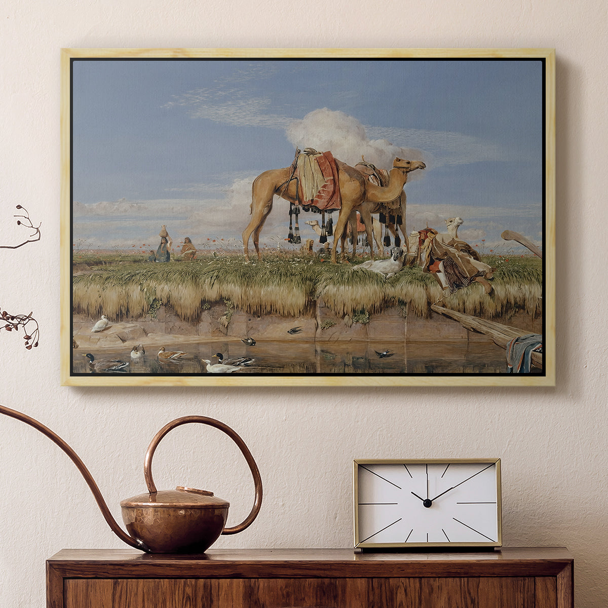 On the Banks of the Nile, Upper Egypt, 1876 - Floater Framed Canvas Print
