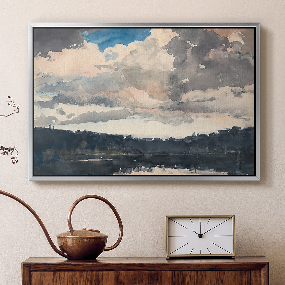 The Lone Boat, North Woods Club, Adirondacks, 1892 - Floater Framed Canvas Print