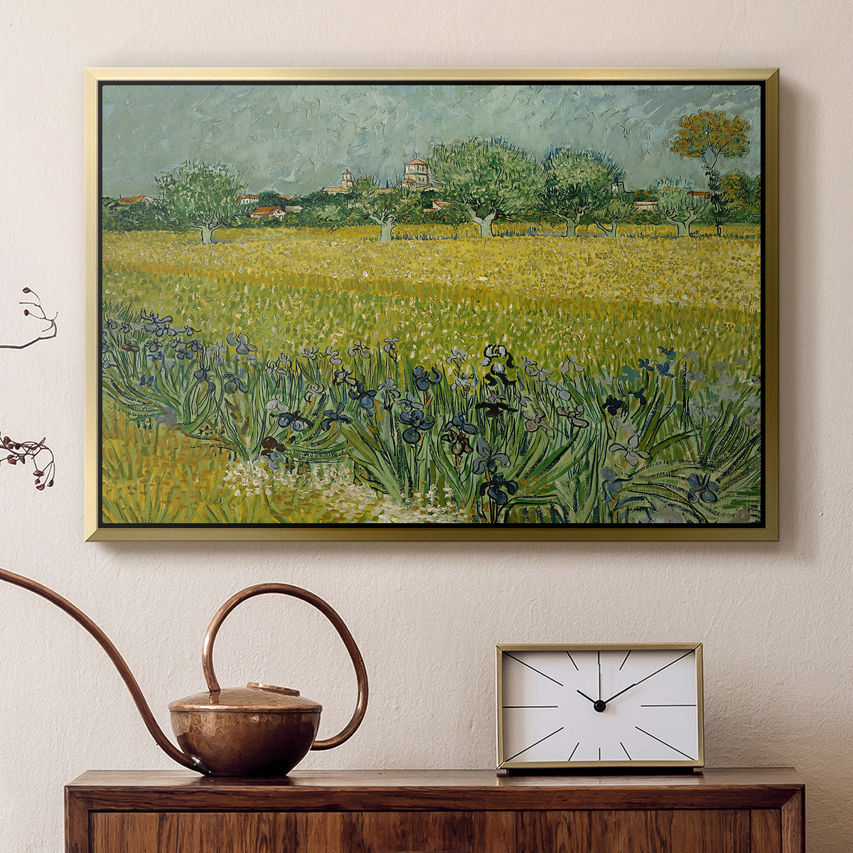 Field with Irises near Arles, 1888 - Floater Framed Canvas Print