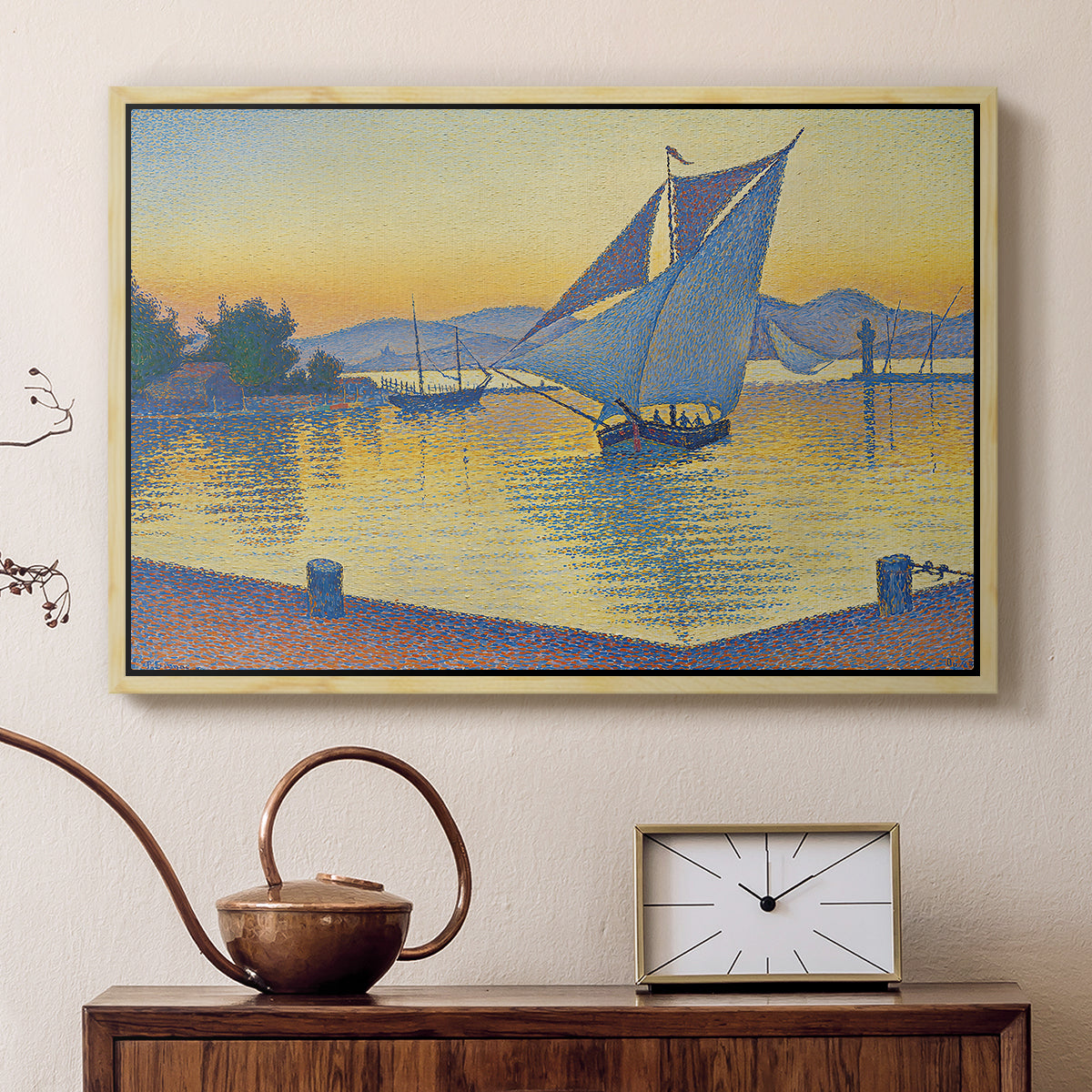 The Port at Sunset, Opus 236, Saint Tropez, 1892 - Floater Framed Canvas Print