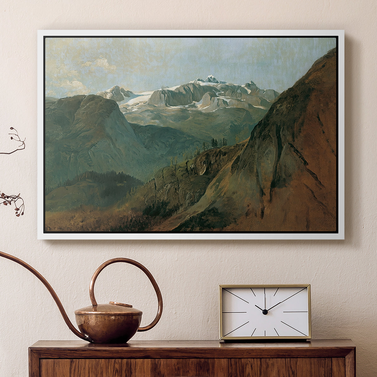 The Dachstein from the Plassen near Hallstatt, 1827 - Floater Framed Canvas Print