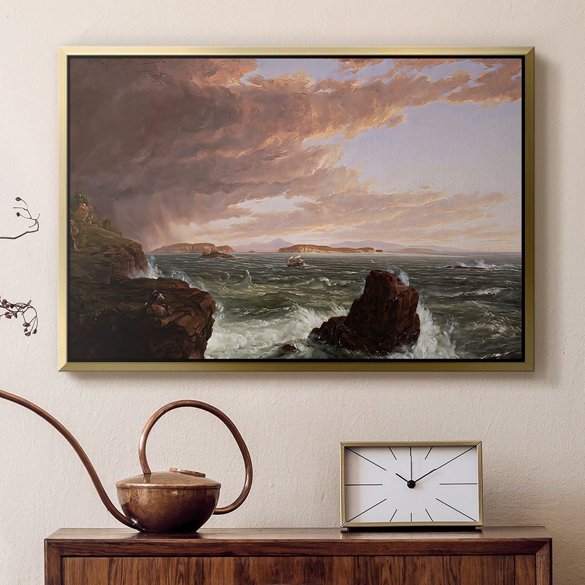 Views Across Frenchman's Bay from Mt. Desert Island, After a Squall, 1845 - Floater Framed Canvas Print