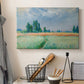 Canvas art print detailing a serene rural scene with textured wheat under natural light, displayed in a softly lit workspace setting