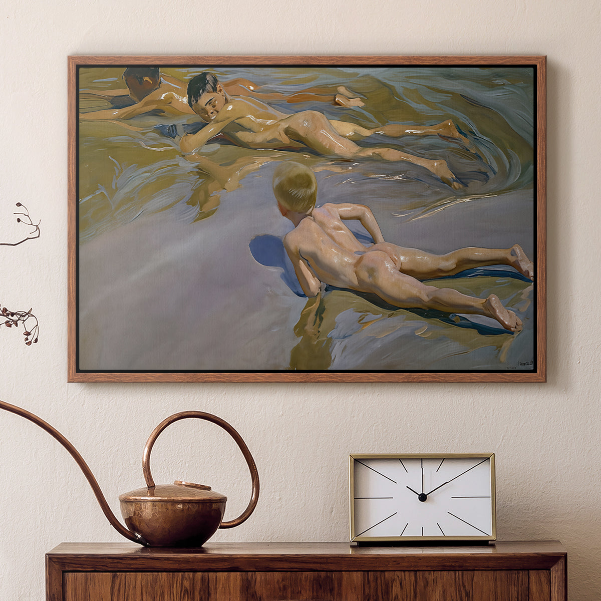 Boys on the Beach, 1910 - Floater Framed Canvas Print