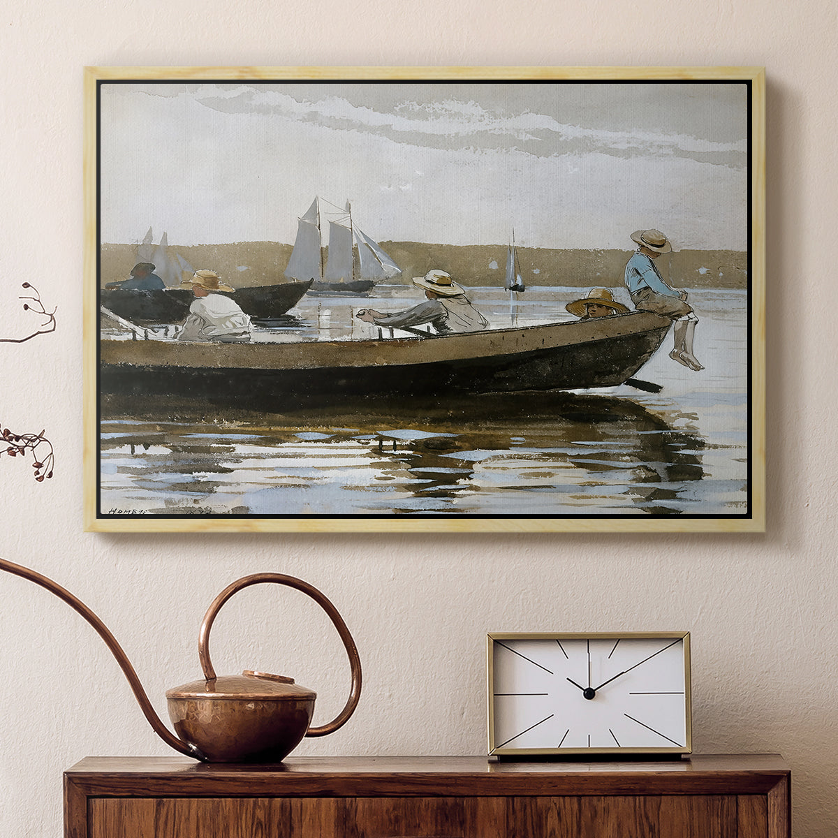 Boys in a Dory, 1873 - Floater Framed Canvas Print