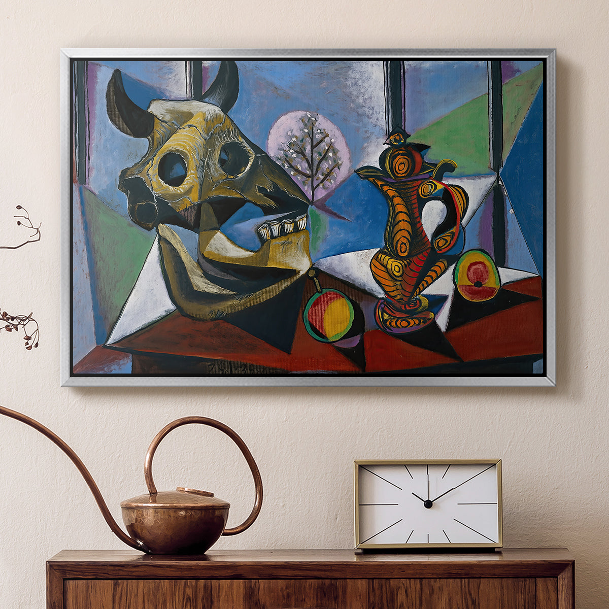 Still Life with Bull's Skull, 1939 - Floater Framed Canvas Print