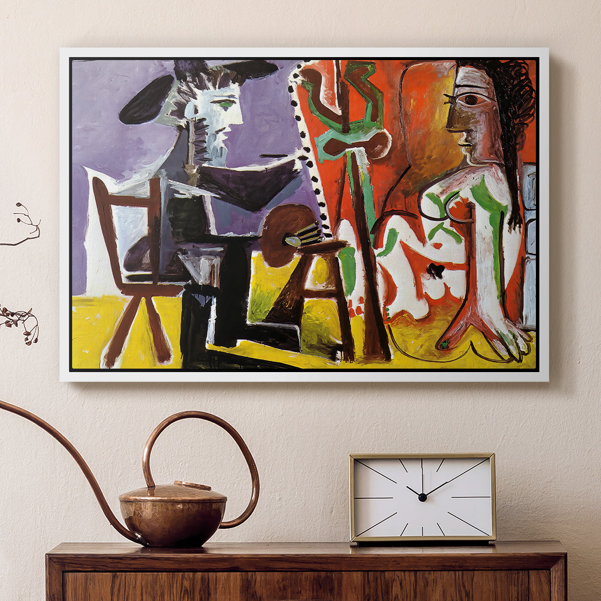 The Painter and His Model, 1963 - Floater Framed Canvas Print