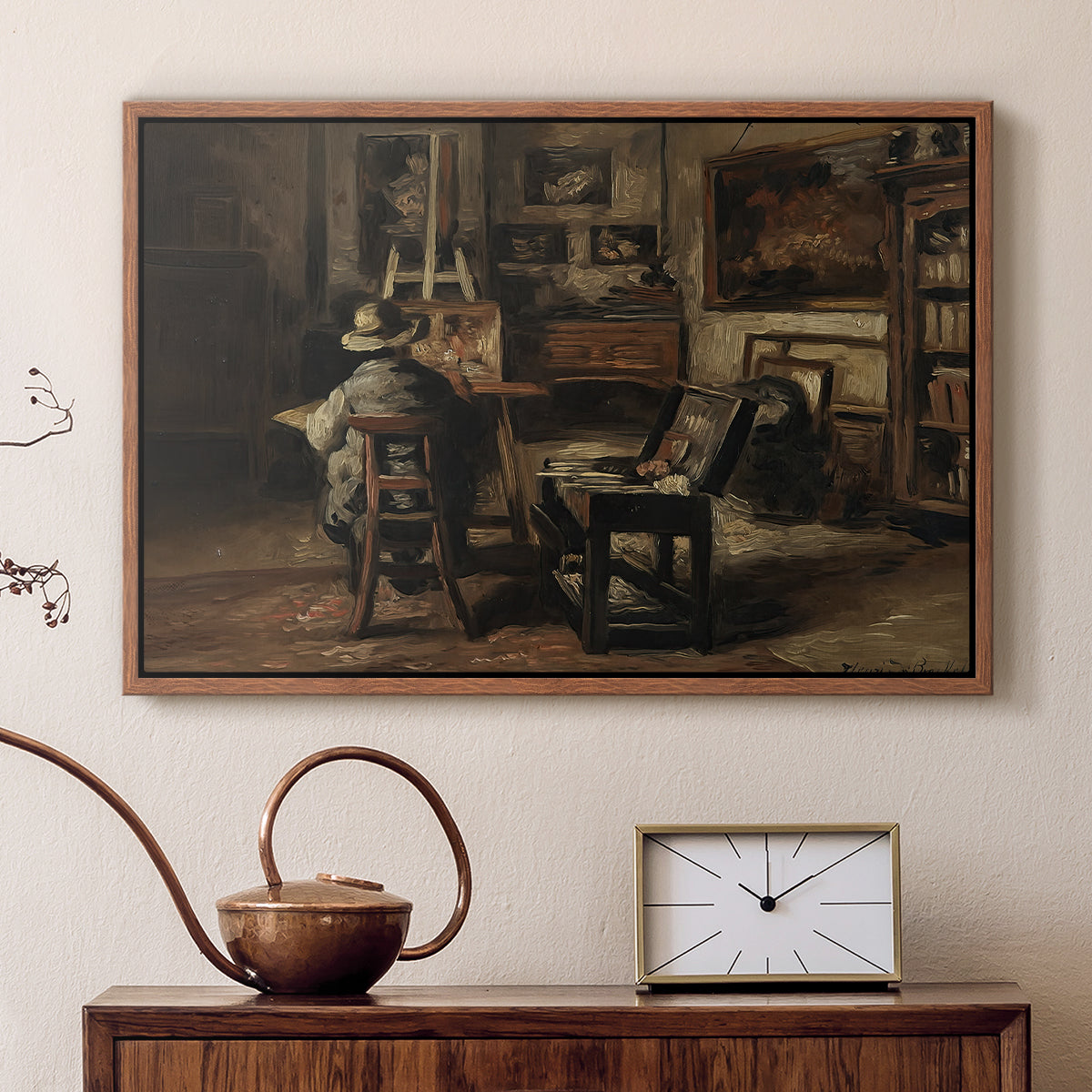 The Studio of Ferdinand De Braekeleer I, Father of the Painter, c. 1873-1885 - Floater Framed Canvas Print