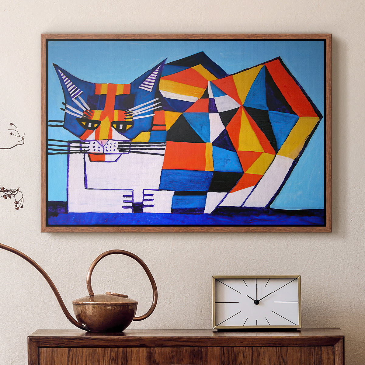 Cassie Thinking about Cubism - Floater Framed Canvas Print